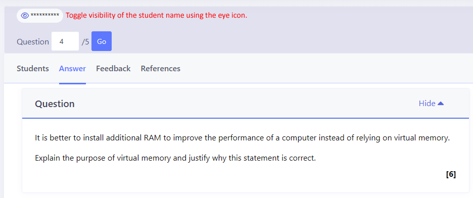 Toggle student name